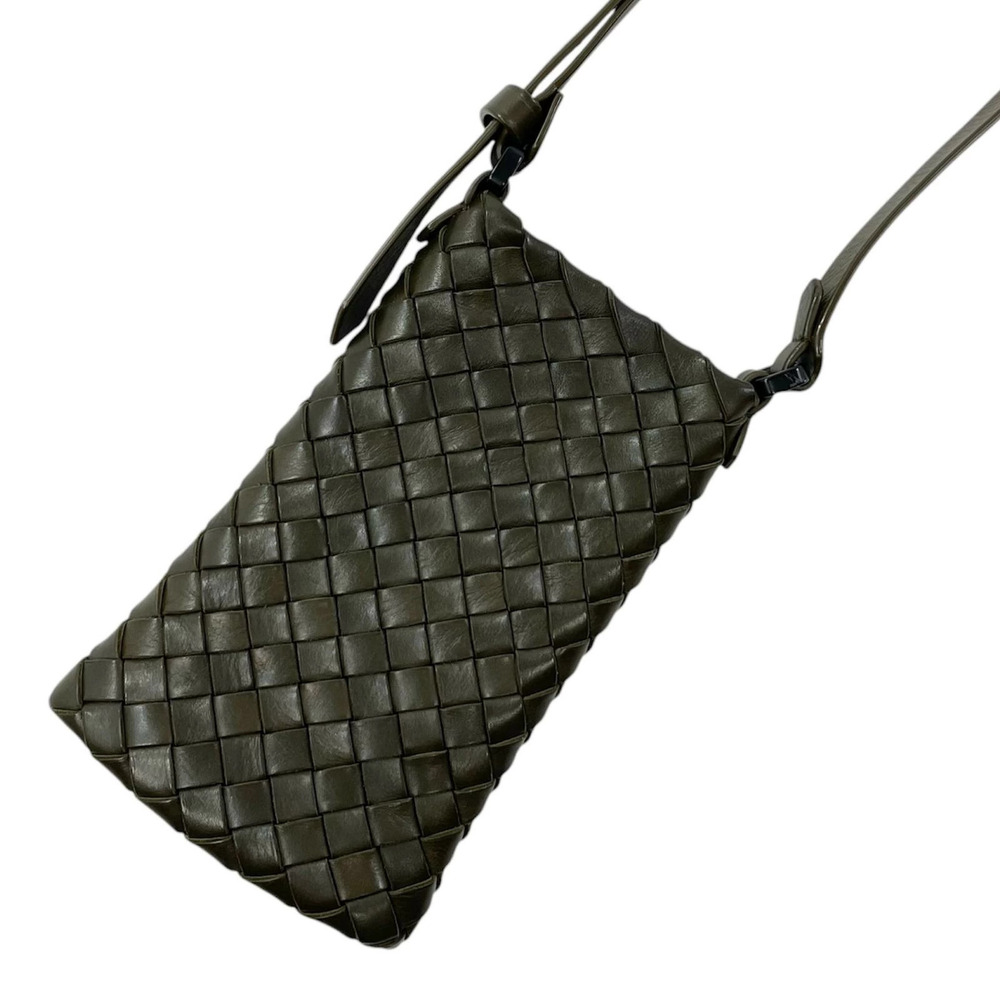 BOTTEGA VENETA Intrecciato Shoulder Bag Khaki Green
